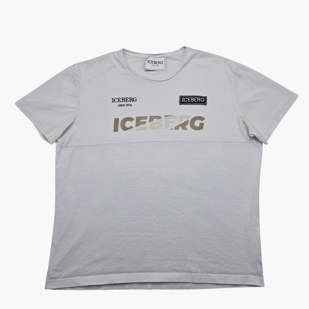 Iceberg Since 1974 Mens Graphic T-Shirt Grey Logo Patch Short Sleeve XL